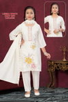 Leema White Pant Set 9223 Roman Silk Kids Girls Wear Kurti Set Suppliers In India